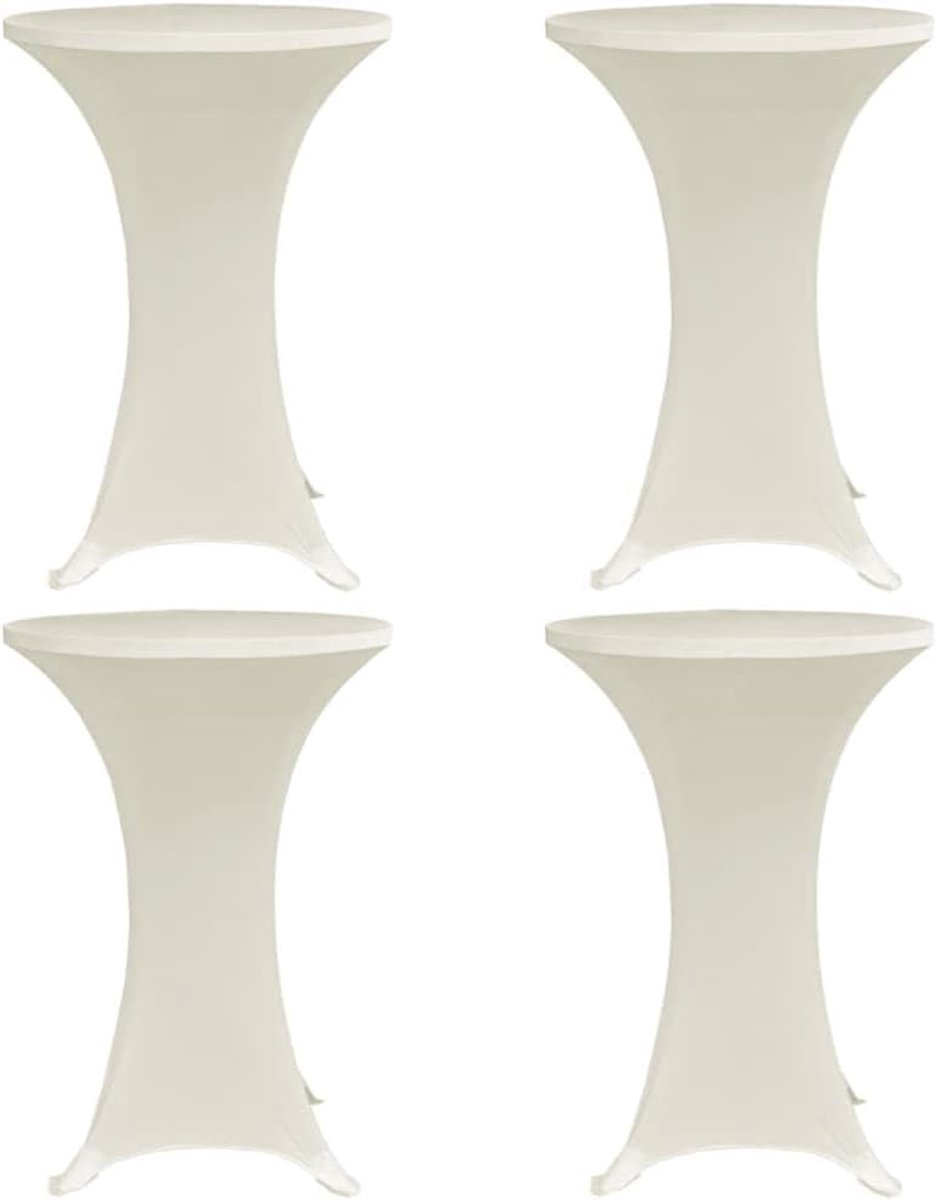 Set van 4 statafelhoezen, Ø 60 cm, crème, elastische stretchhoes voor bartafel, hoogwaardige statafelhoes voor feesten, bruiloften en evenementen, onderhoudsvriendelijk en wasbaar