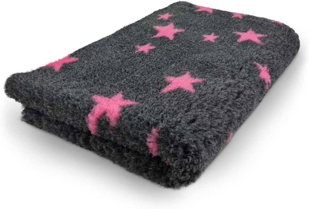 Vetbedden, Antislip Hondenmat, 150 x 100 cm, Stars, Antraciet en Fuchsia, Machinewasbaar, Voor Honden en Puppy's (Large)