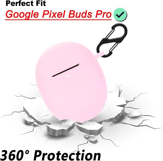 hoesje voor Google Pixel Buds Pro, stootvaste beschermhoes en huid, beschermhoes voor Google Pixel Buds Pro met sleutelhanger (roze) — afbeelding 2