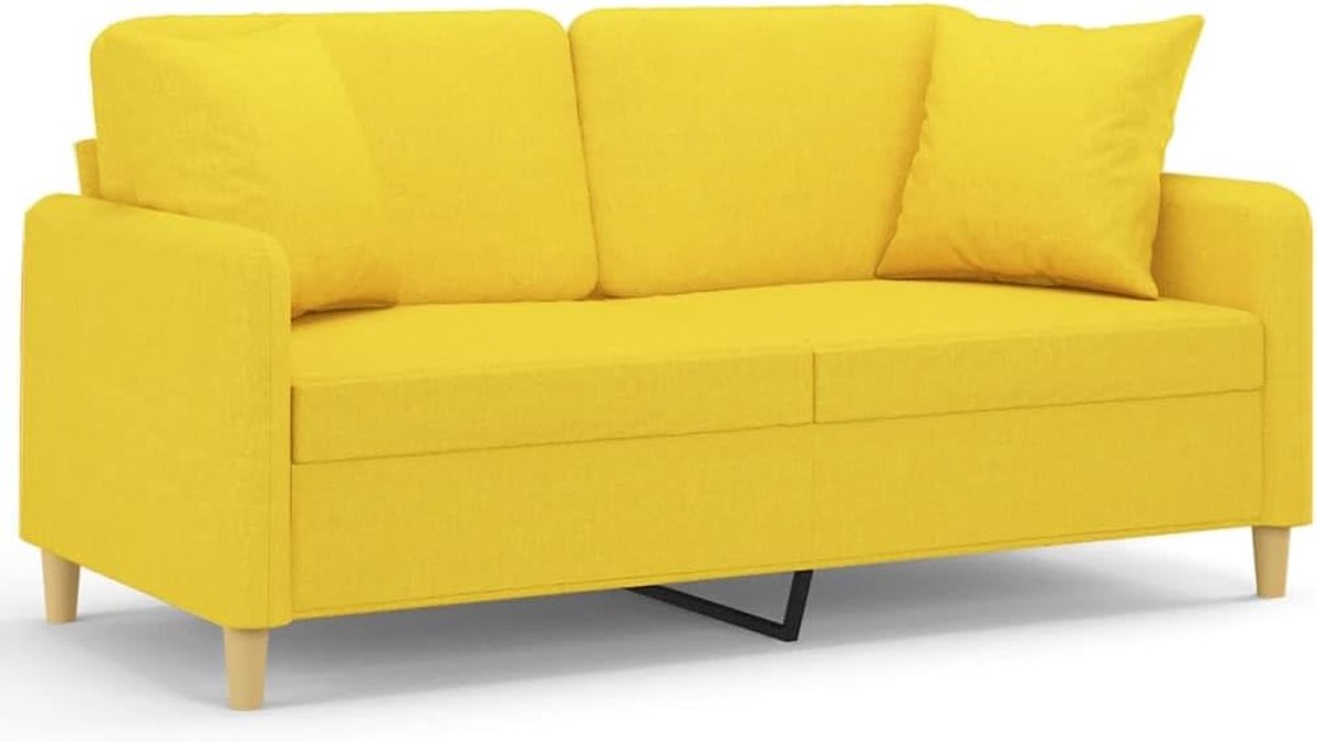 2-zitsbank met lichtgele stoffen kussens, 140 cm