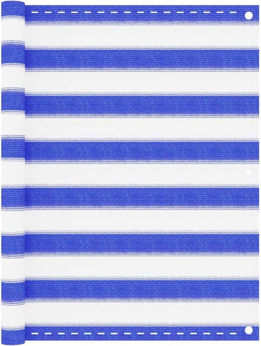 Balkonscherm, inkijkbescherming, uv-bescherming, balkonafdekking, balkonbekleding, balkonbekleding, balkonbekleding, blauw en wit, 90 x 400 cm, HDPE