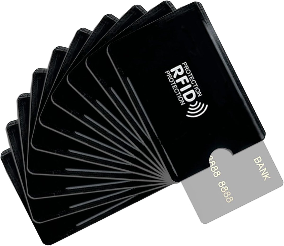Afgeschermd, RFID-bescherming, 9,2 x 6,2 cm, afgeschermd, RFID-bescherming, uniseks, contactloze bescherming, contactloze bescherming, 10 stuks