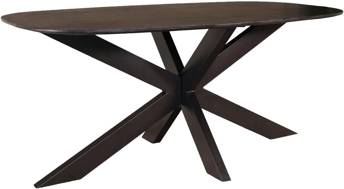 Eettafel deens ovaal mangohout 180cm Austin zwart ovale tafel duurzaam mango eetkamertafel