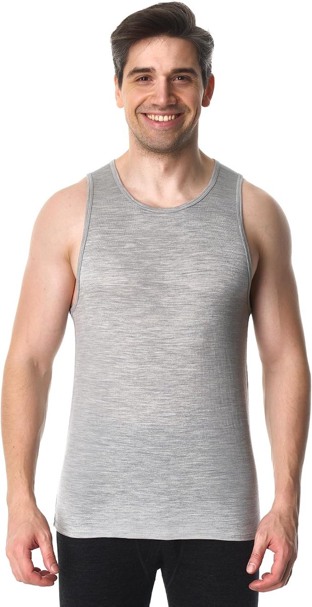 Tank Top Heren - Actieve Merino Wol Ondershirt Vochtafvoerend Ademend Anti-Geur Lichtgewicht Base Layer