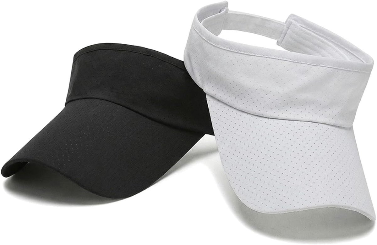 2 Stuks Wit Zwart Zonnekleppet voor Dames Heren Golfhoed Sneldrogend Mesh Zomerzonnehoed Lege Top Paardenstaart Baseballpet Verstelbare Vizierhoeden