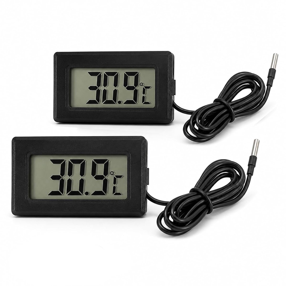 2 stuks aquariumthermometer, digitaal, lcd, mini-thermometer met