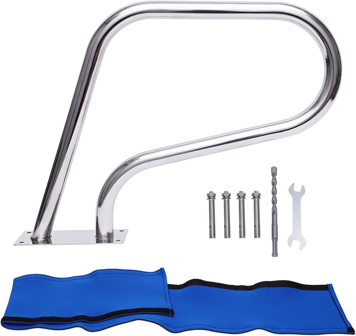 Zwembad-leuning, roestvrij staal, met 120 kg draagvermogen, voor zwembaden, schuine hoeken, spa, waterpark, 81 x 58 cm
