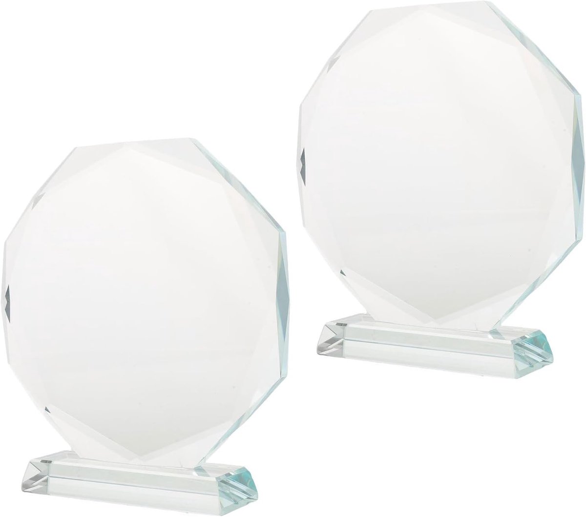 2 Stuks Transparante Kristallen Octagonaal Met Gepolijste Randen Voor Werknemer Waardering Leraar Erkenning Sporttoernooien Bureaublad Display