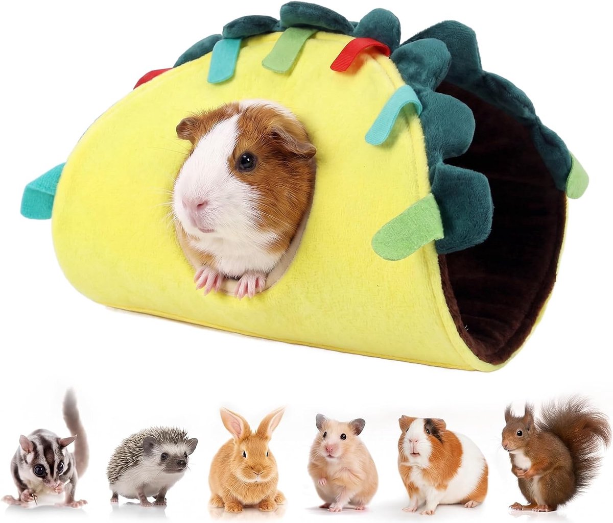 Huis voor cavia's, konijnentunnel, verstopplaats voor konijnen, tunnel voor dieren, zacht en opvouwbaar, hamsterhuis, veelzijdig schuilplaats om te spelen, uit te rusten en te verstoppen, geschikt