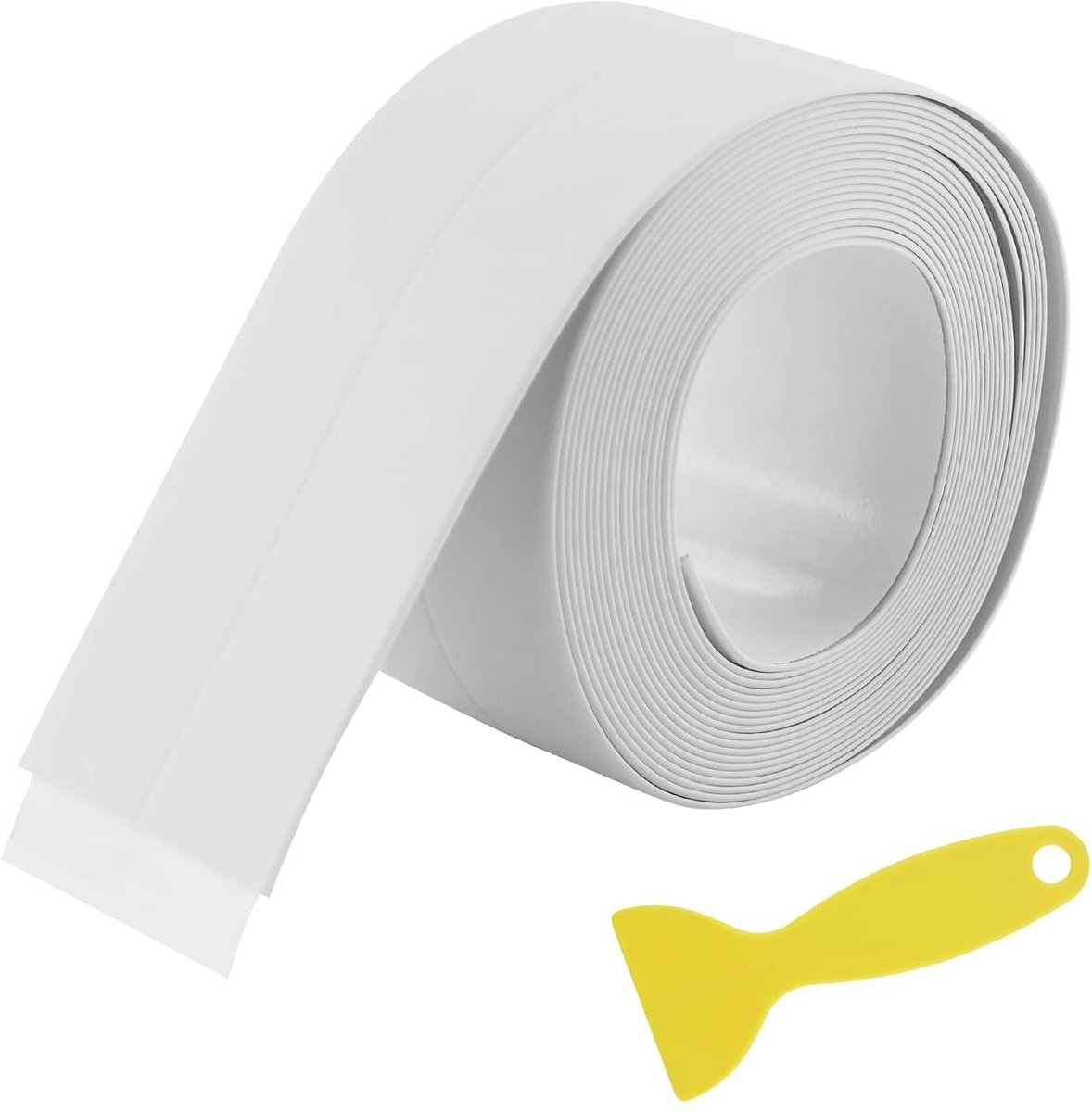 Afdichtingstape, afdichtingstape, afdichtingstape met 1 stuk gele schraper, voor keuken, badkamer, toilet, wandplafond (3.8cm x 3.2m)