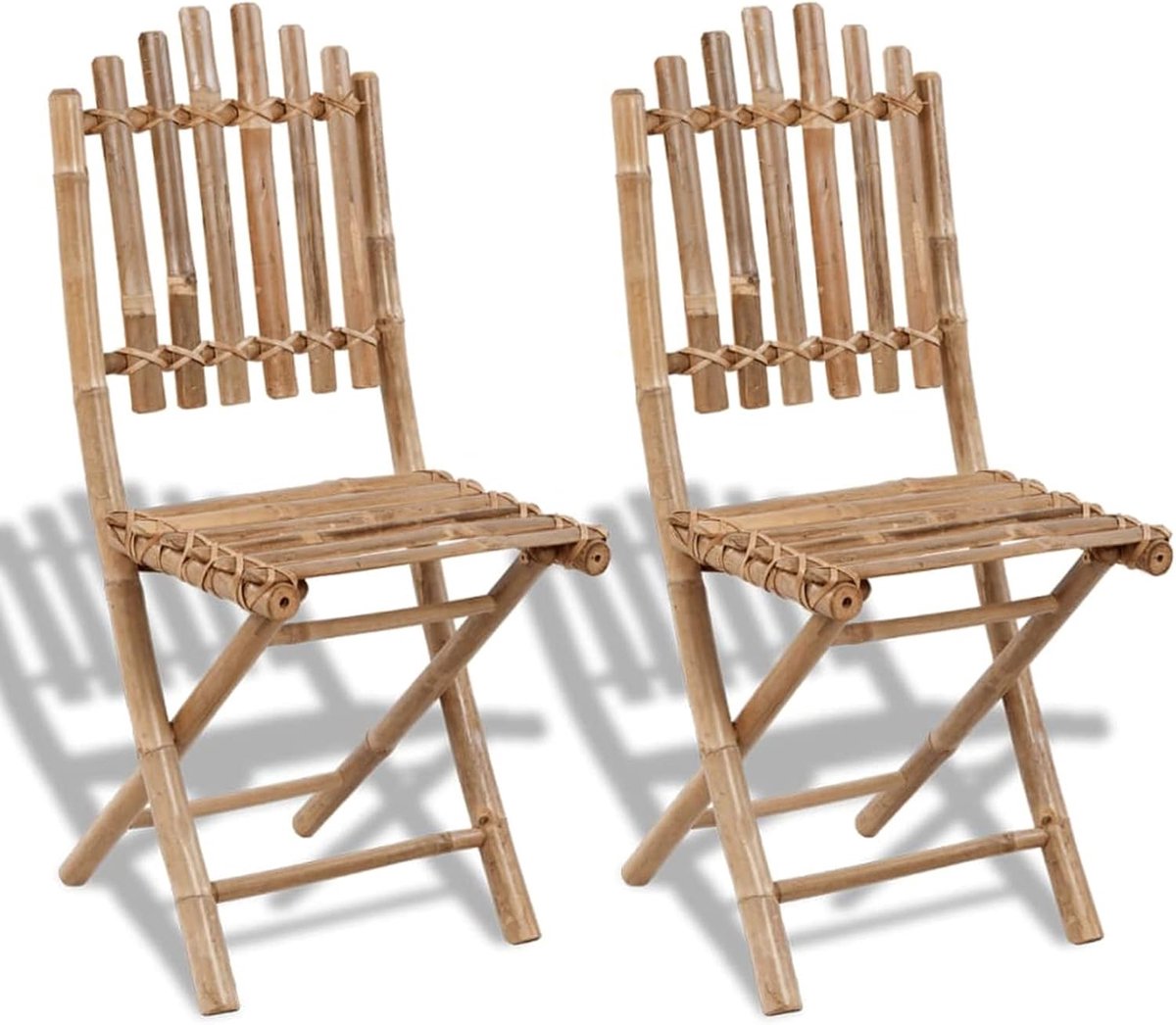 Set van 2 bamboe klapstoelen, opvouwbaar, tuinstoelen, klapstoel, stoelen voor tuin, terras, balkon, 50 x 42 x 92 cm