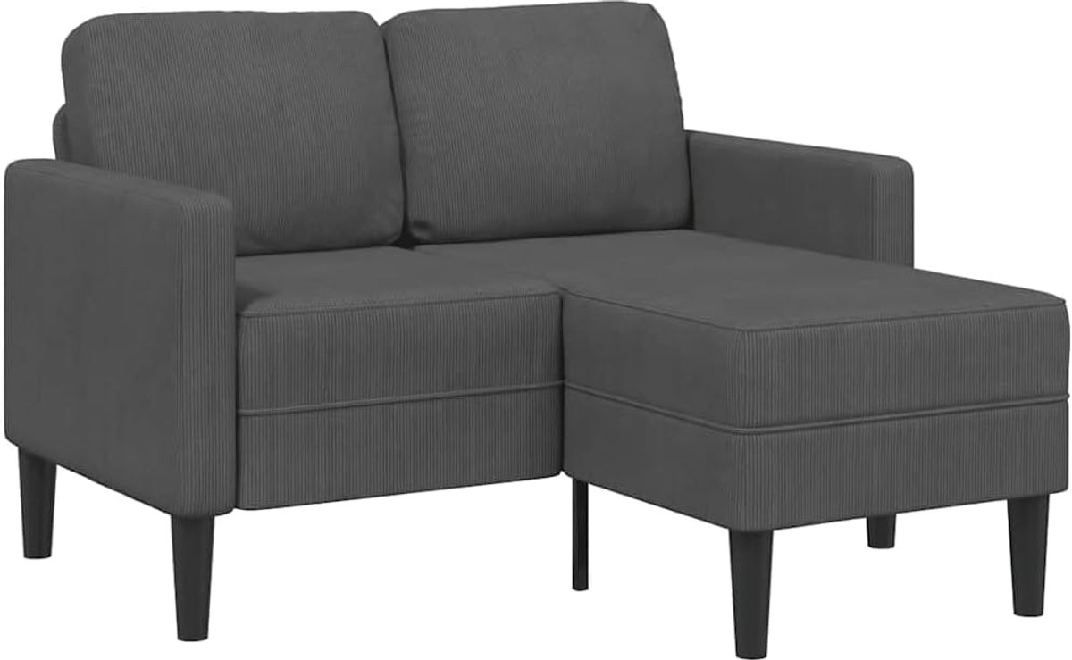 2-zitsbank met chaise longue L-vorm donkergrijs kantoorbanken woonkamer bank voor kantoor 125 cm linnen