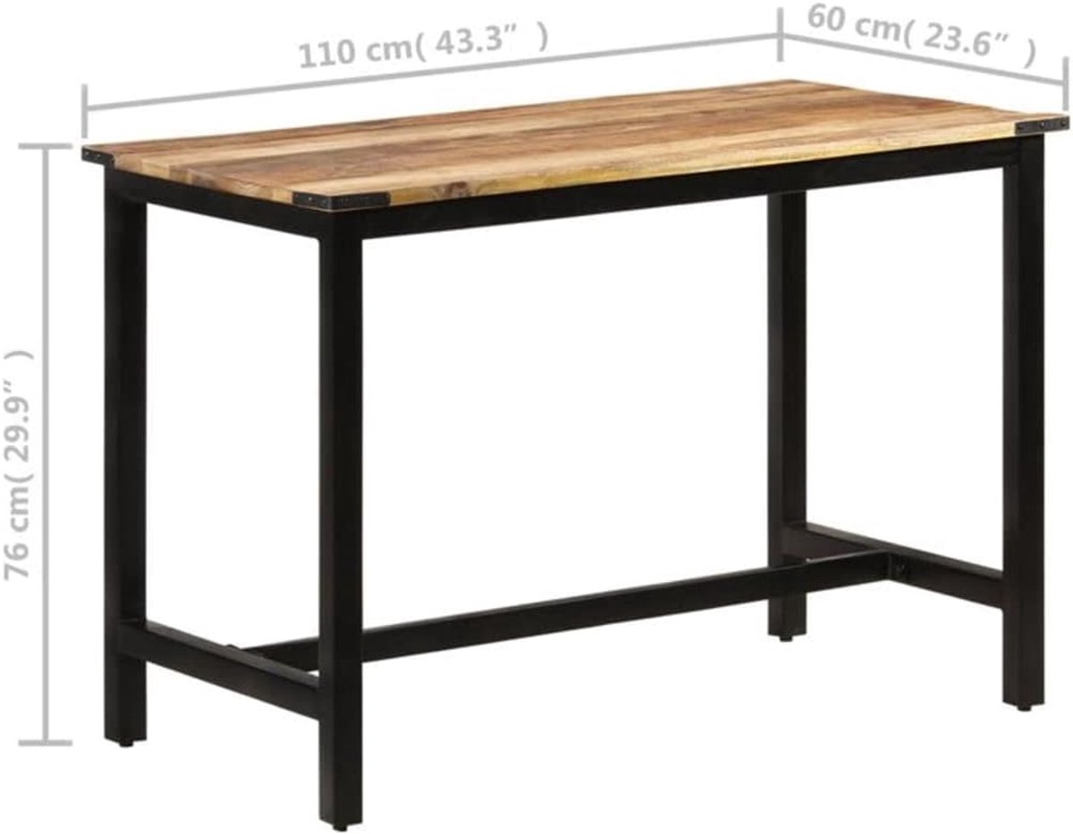 Eettafel van massief mangohout met ijzeren poten, unieke retrostijl, voor keuken of eetkamer, stabiel en duurzaam