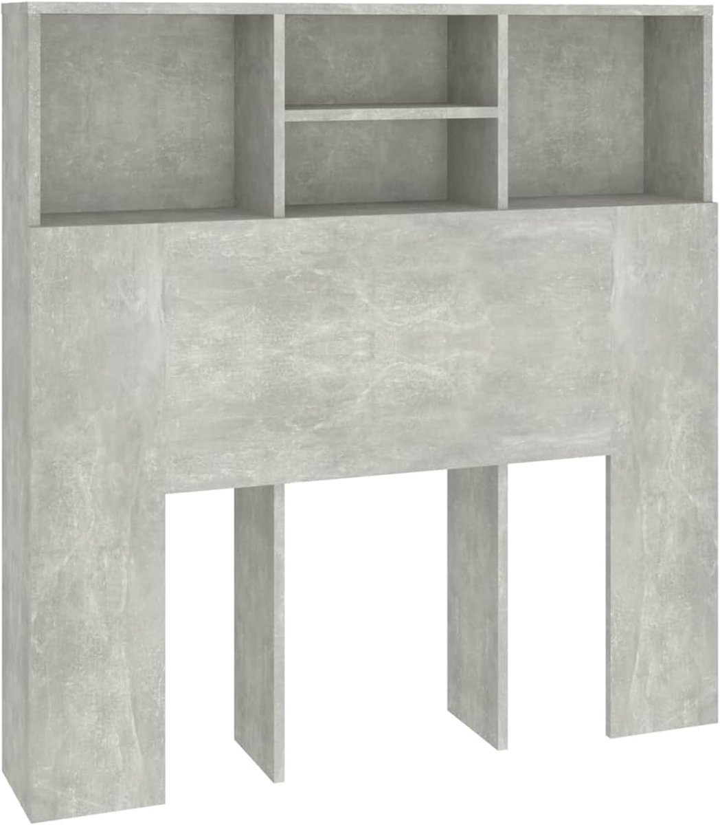 Hoofdeinde kast van hout, wandmontage, boekenkasthoofdeinde, vier opbergvakken voor slaapkamer, 100 x 19 x 103,5 cm