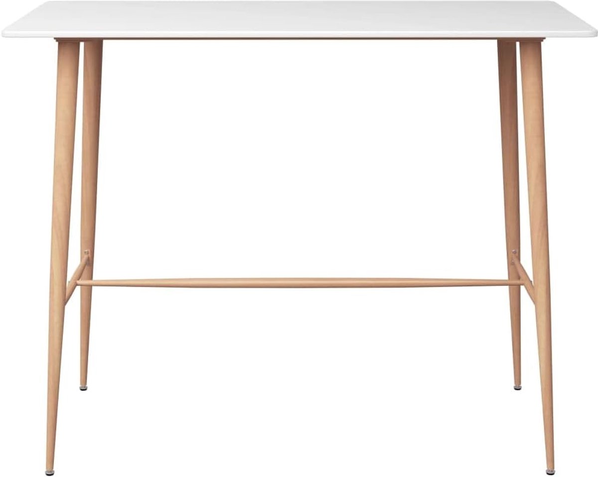 Wit, 120 x 60 x 105 cm, voor keuken, eetkamer, met stabiel MDF-tafelblad en robuuste metalen poten in houtlook, onderhoudsvriendelijk door vochtige doek, eenvoudige montage