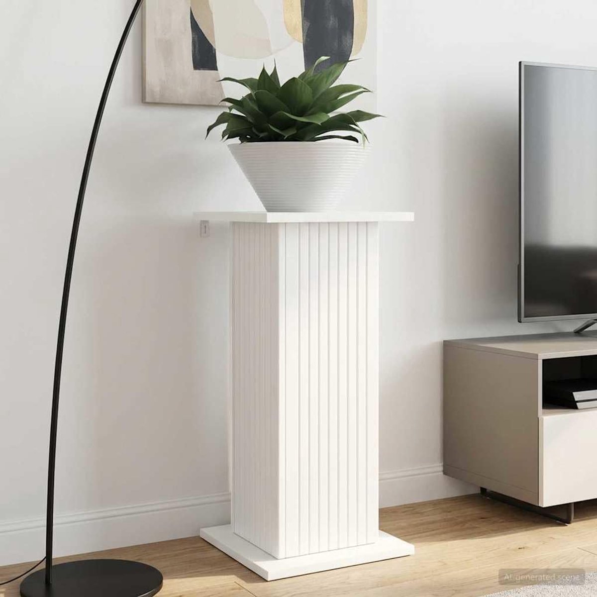 Plantenstandaard, 2 stuks, wit, 30,5 x 30 x 60,5 cm, van houtmateriaal, slank design voor woonkamer, vochtbestendig oppervlak, ideaal voor vetplanten en grote