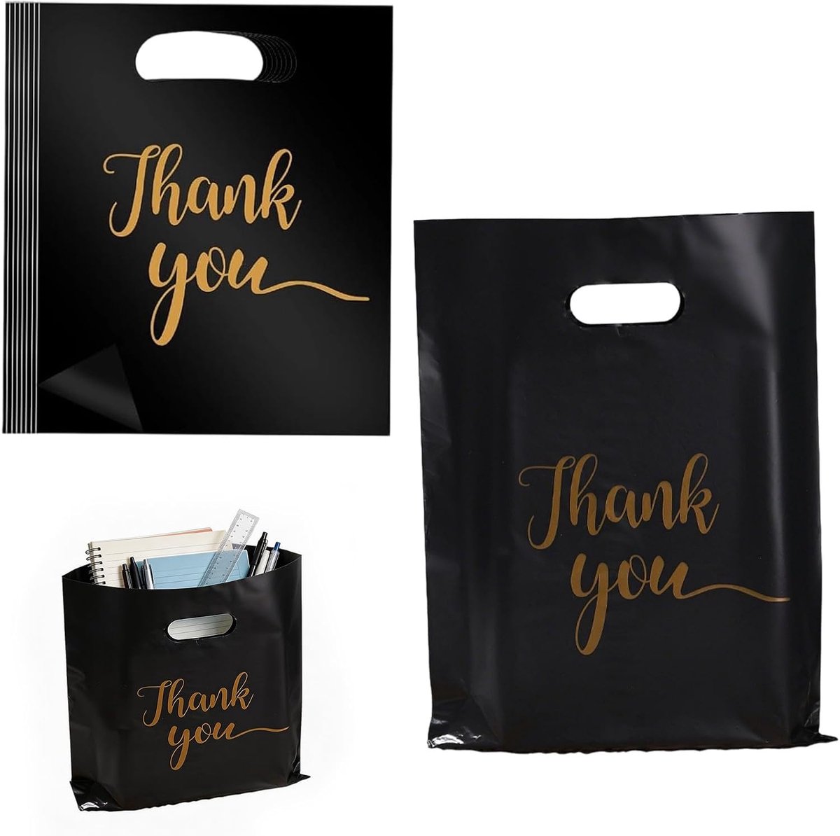 Plastic zakjes "Dankjewel", 30 x 40 cm, met handvat, 100 stuks