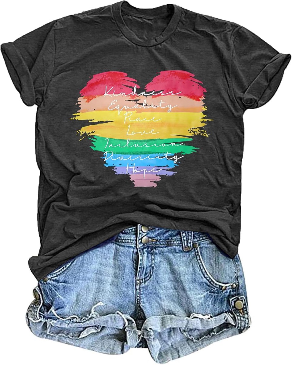 Tiorhooe Pride Shirt dames regenboog print T-shirt vrouwen gay LGBT Gay Pride korte mouwen top