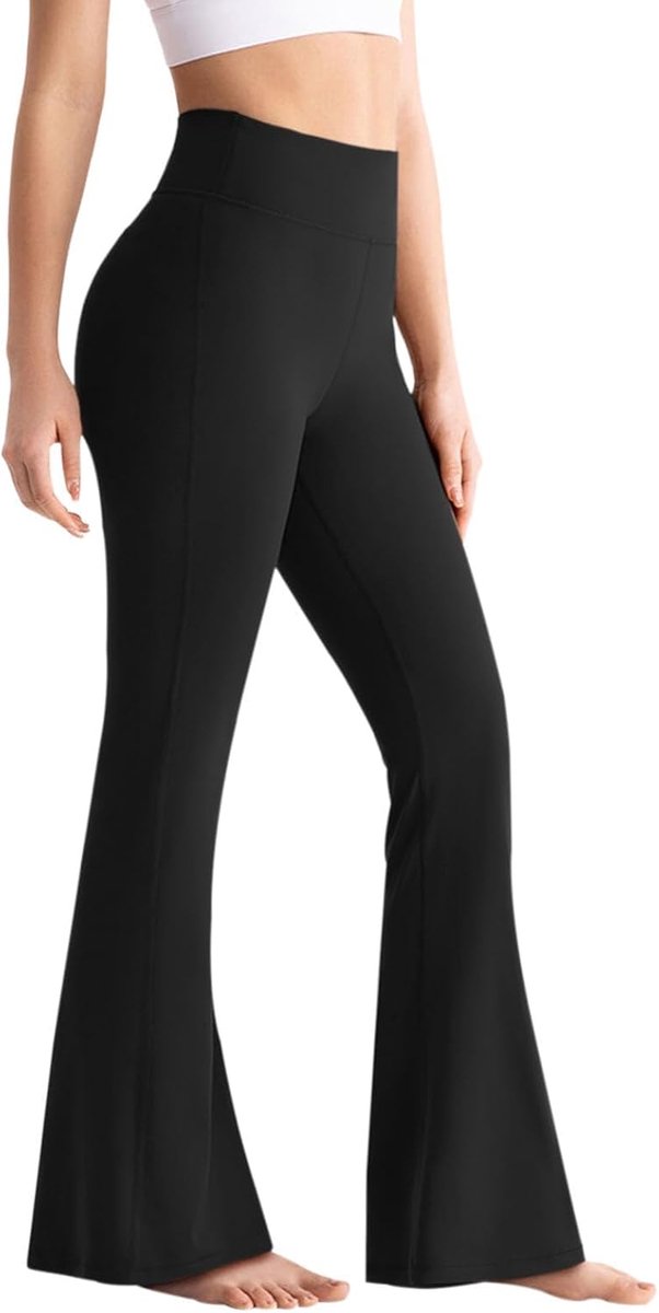 Sportlegging voor dames, hoge taille, uitlopende yogabroek, booucut, slagbroek, ondoorzichtig, stretch, vrijetijdsbroek, joggingbroek, jazzpants, hardloopbroek