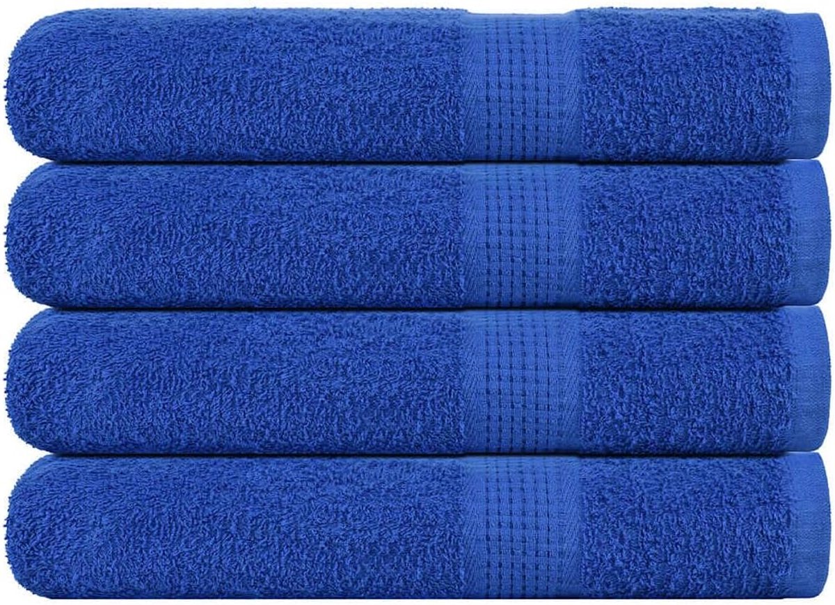 Handdoeken 4 STK. Blauw 100x200 cm 360 g/m² 100% katoen absorberende badstof handdoeken met ophangbanden voor badkamer strand en wellness