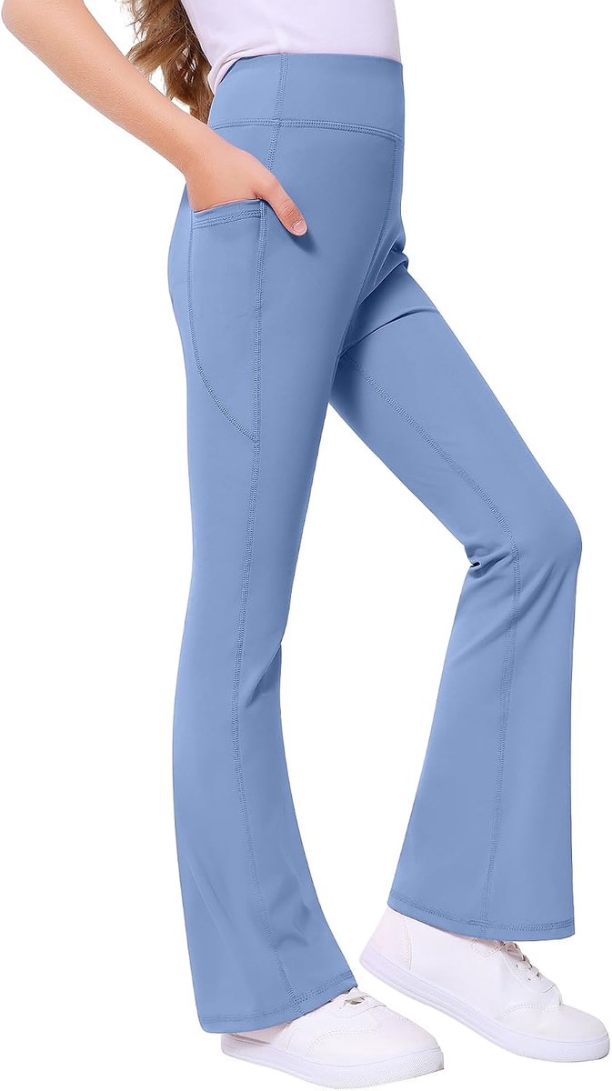 Sportlegging Voor Meisjes Uitlopende Legging Voor Meisjes Met 2 Zakken Voor Kinderen Elastische Uitlopende Legging Voor Joggen, Training, Yoga