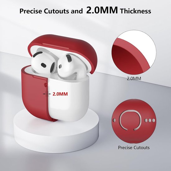 hoes compatibel met AirPods 4 2024, LED aan de voorkant, zachte siliconen volledige bescherming, schokbestendig hoesje voor AirPods 4e generatie met reinigingsset, bordeaux — afbeelding 4
