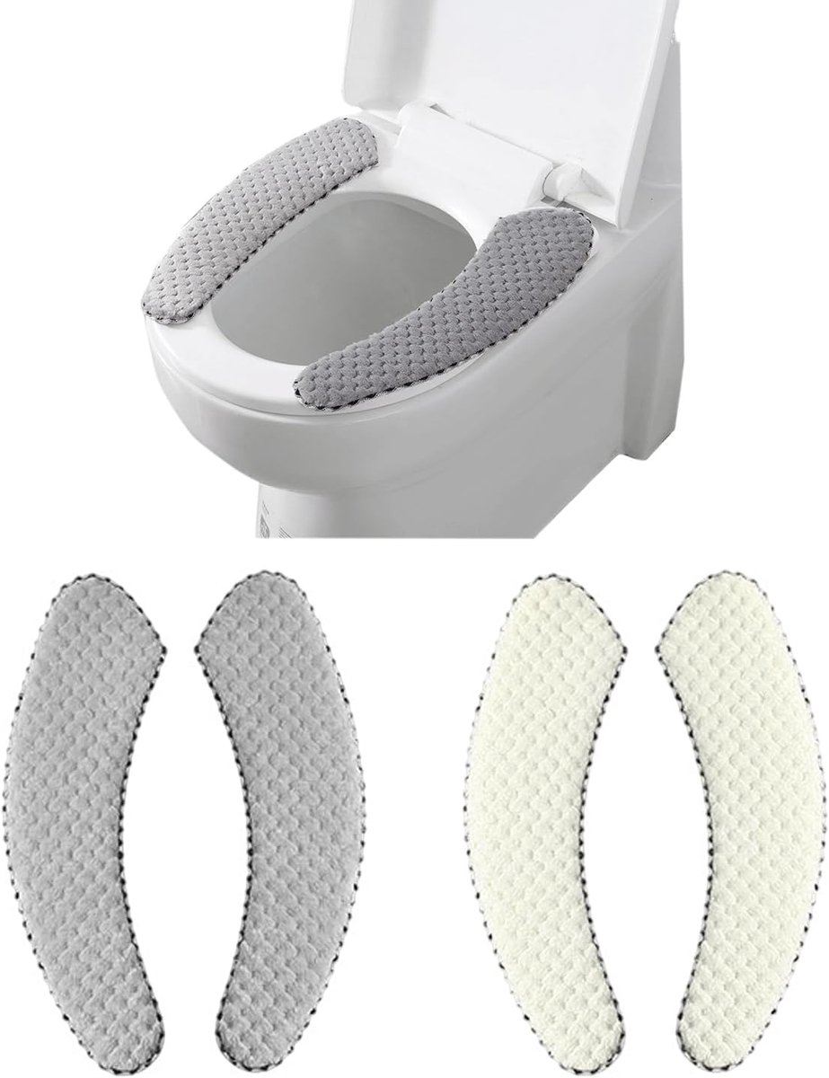 Dailygoods- Toiletbrilhoes 2 Paar - Pluche Koraalfluweel - Zelfklevend - Wintertoiletbrillen - Badkameraccessoires - 37 x 9 cm - Toiletmat