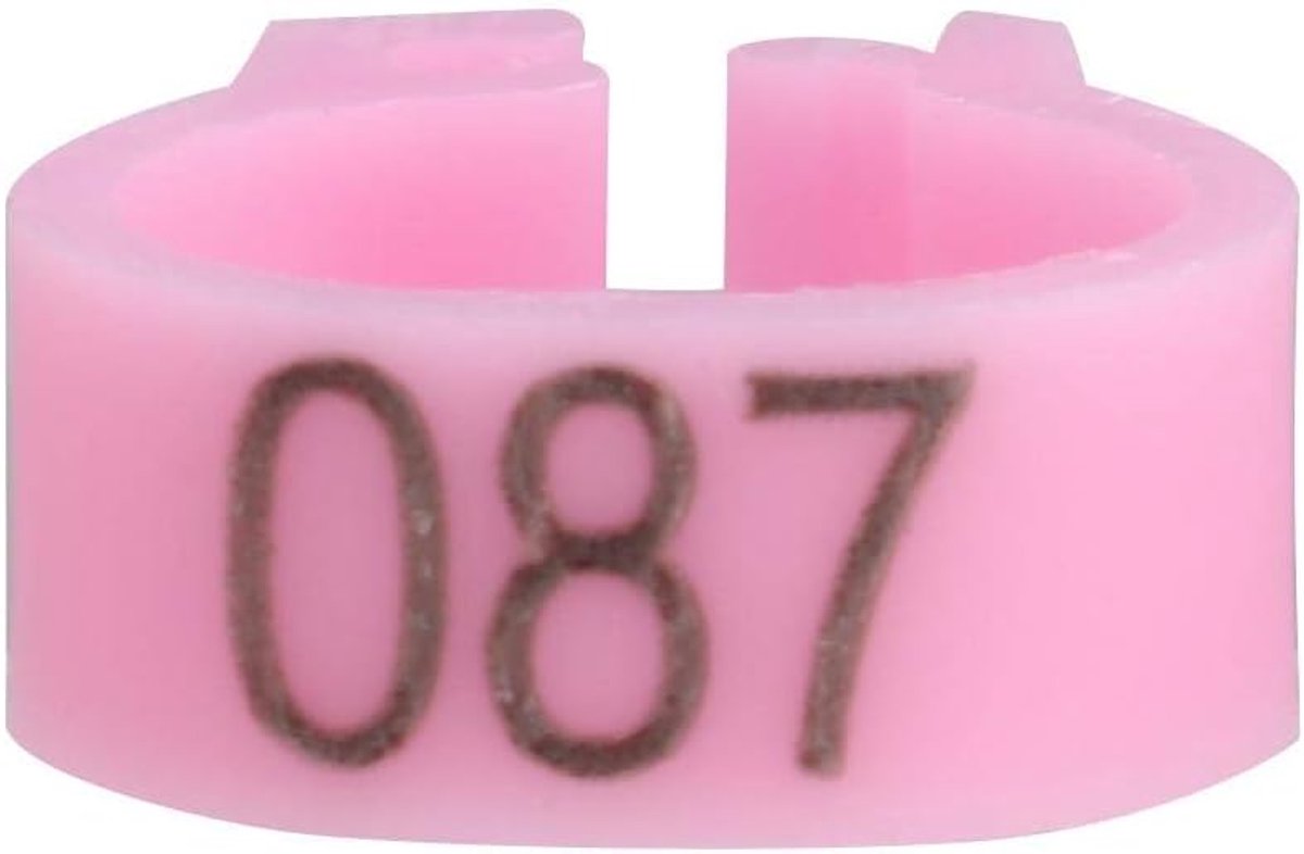 Ringen Genummerd 100 Stuks 8 MM, Kunststof Identificatiebanden voor Duiven Kippen Papegaaien, Roze, Georganiseerd Fokken en Eenvoudige Identificatie