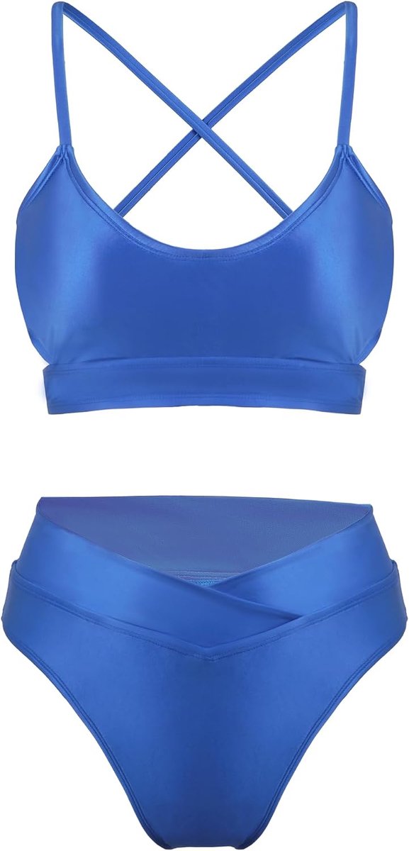 Bikini Set Mid Waist U-hals Klassieke Sport Bikini Badmode Lace Up Tweedelig Badpak Zwempak Strandbikini