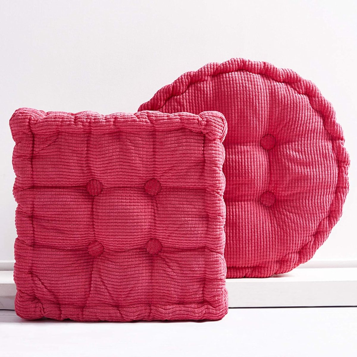 Bureau/Zitkussens/Pluche/Stoel Pad/Corduroy Mat Relax Taille Rugleuning/Zitkussen/Winter Warme Stoel Mat voor Thuiskantoor-Rood b Ronde diameter45cm (18")