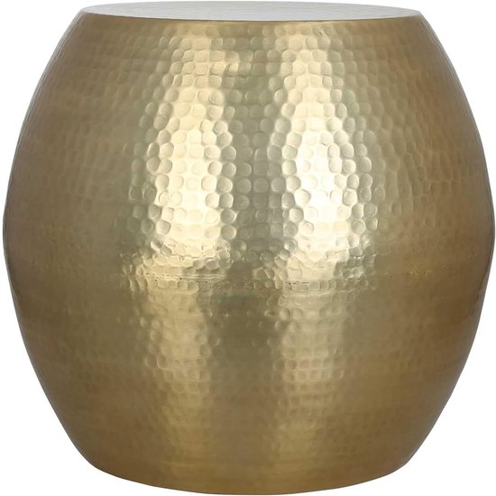 Moro Oriëntaalse bijzettafel kruk Mohan goud Ø 45 cm hoogte 41 cm met hamerslag van aluminium | ronde salontafel gehamerd | een luxe moderne banktafel | TSV9010 — afbeelding 5