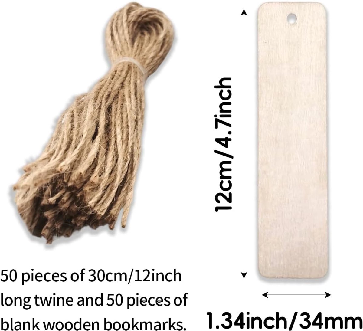 Onafgewerkte houten bladwijzer blanks met voorgeboorde gaten en ophangtouwenIdeaal voor houtbrandenSchilderen en snijwerkenGeschikt voorDIYCraft Maken