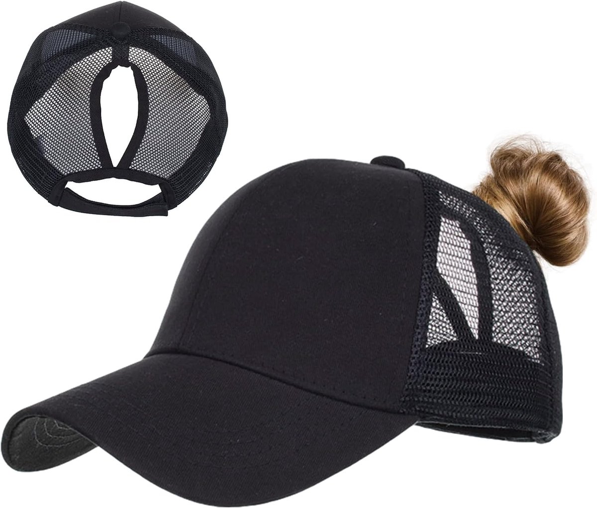 Honkbalpet voor dames, honkbalpet met net, paardenstaart, pet met gat voor vlecht, honkbalpet, zomer, pet, effen, sportpet, ademend
