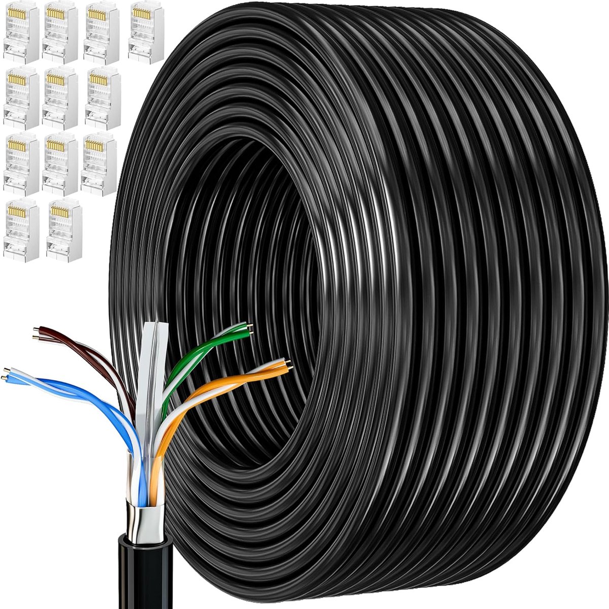 60 m, Cat 6, RJ45, afgeschermd, netwerkkabel, FTP, 23 AWG