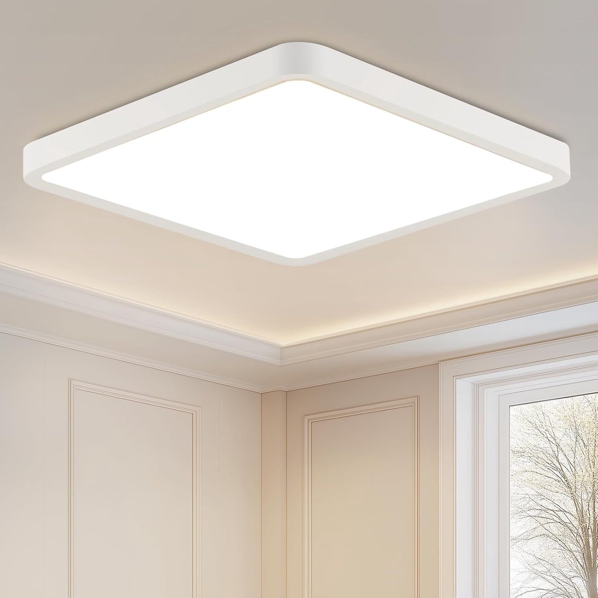 Plafondlamp LED Plafondlamp Plat - Ø23cm Slaapkamerlamp 18W Witte Plafondverlichting Badkamerlamp 4000K Keukenlamp Vierkante Badkamerlamp voor Badkamer Hal Keuken Woonkamer Kinderkamer