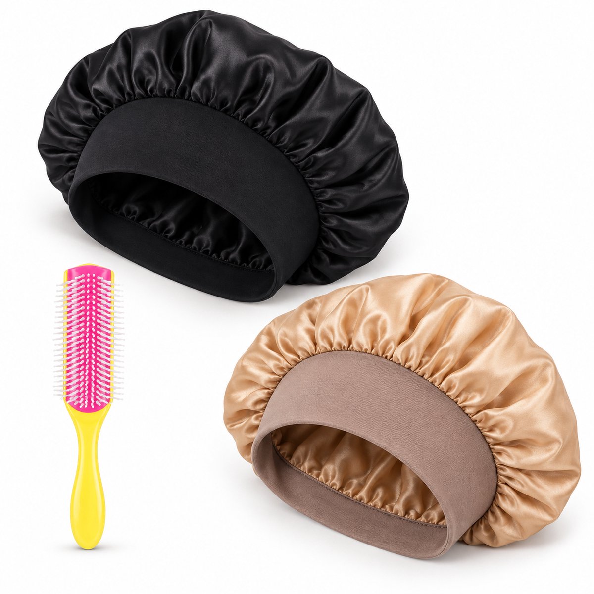 Professor Q Haarverzorgingsset - Bonnet Zwart - Bonnet Goud - Fusion Pink Borstel