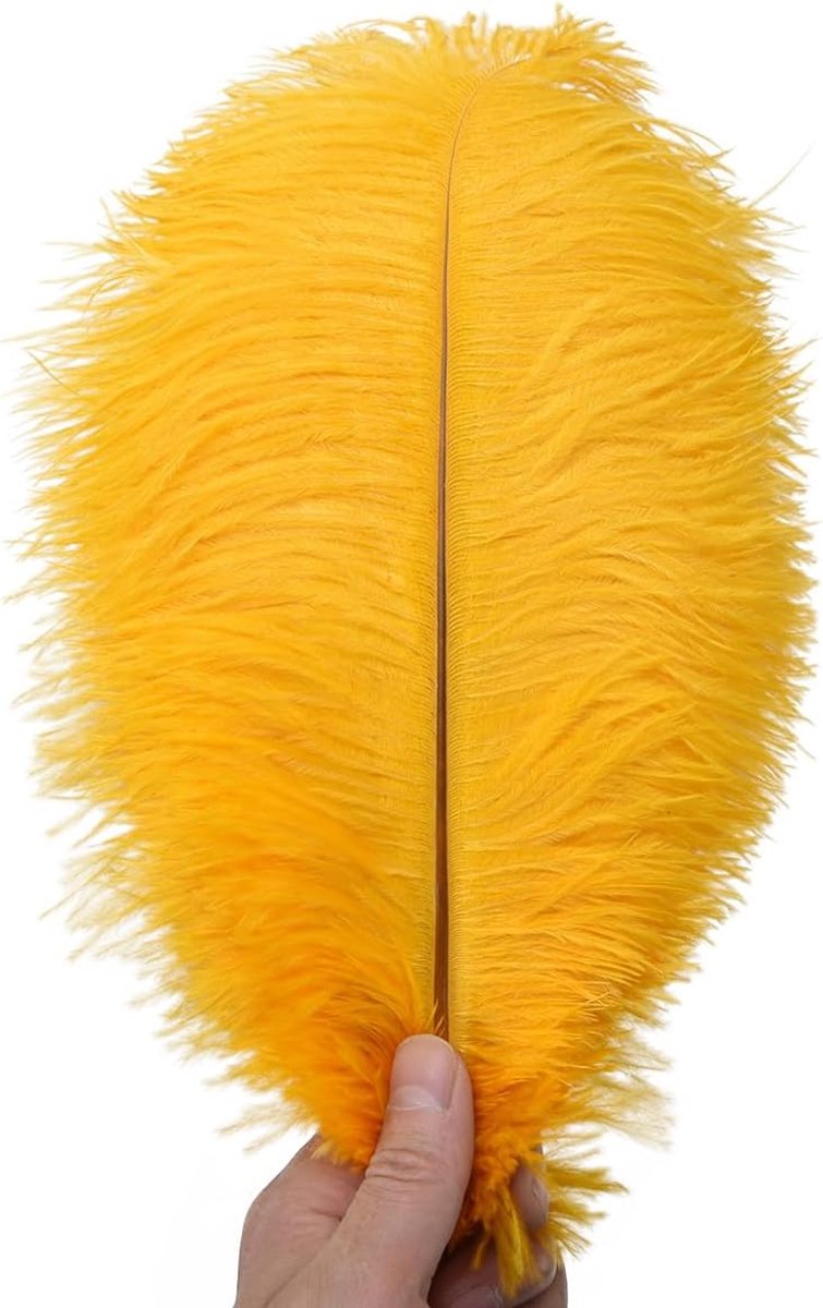 Veren, 35-40 cm, grote veren voor bruiloftsdecoratie, knutselen, struisvogelverenvaas (goud)