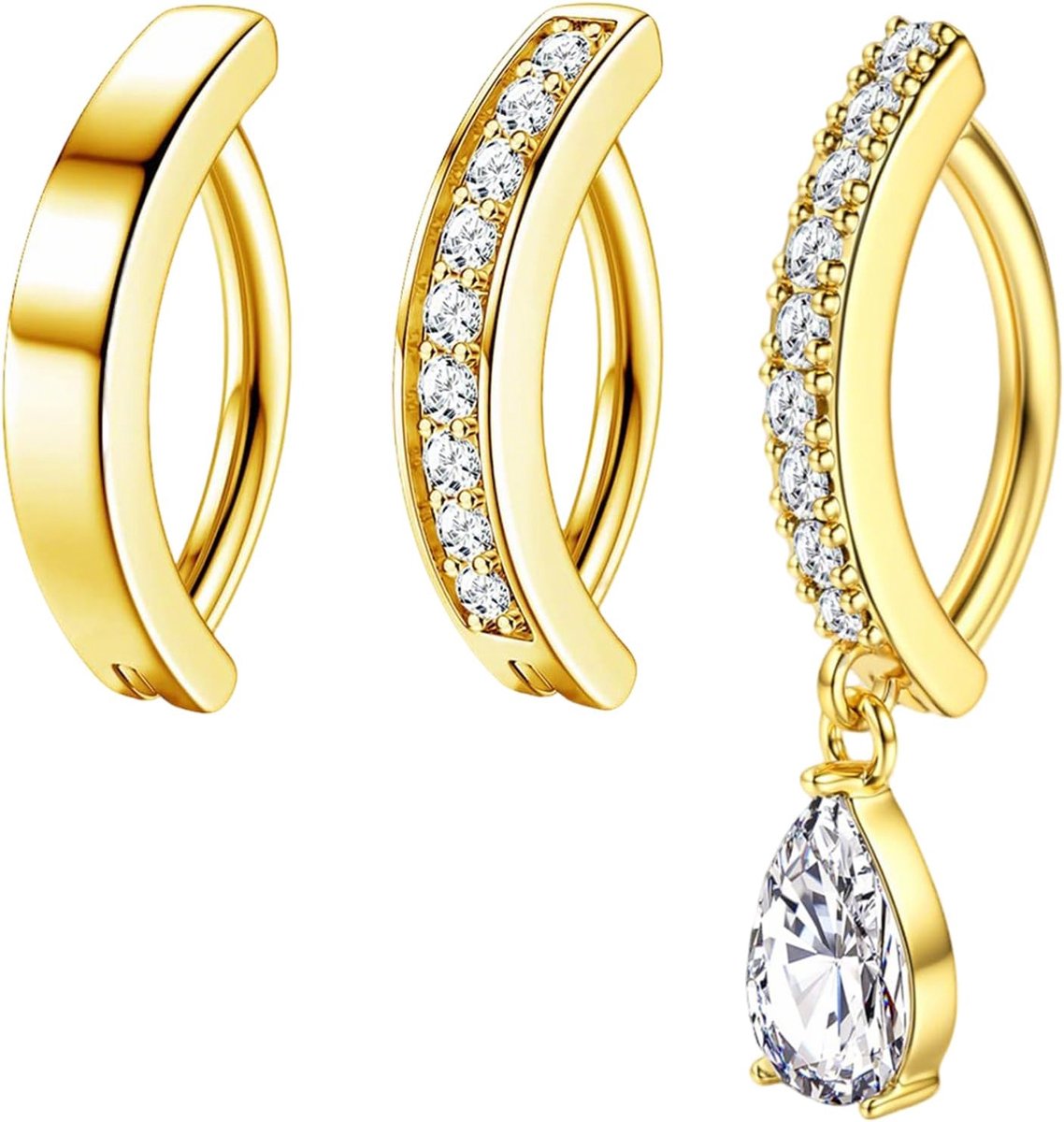 Navelpiercing chirurgisch staal 3 stuks navelpiercing ring staal 10 mm piercing gebogen sluiting met strategen voor vrouwen