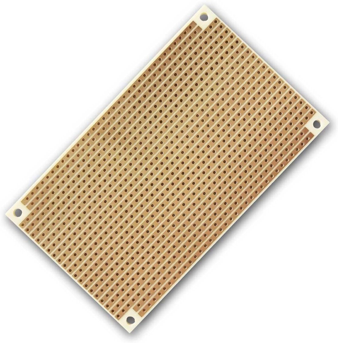 Hard papier 60x100 mm, steek 2,54 mm, gatenpatroon, eenzijdige koperlaag (35 µm), ideaal voor elektronische projecten