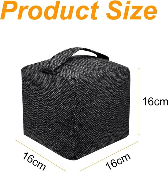 Deurstopper voor de vloer met handgreep, vierkante vloerdeurstopper in grijs, deurstopper van stof, vloerdeurstopper voor thuis en op kantoor (16 cm × 16 cm, 1 kg) — afbeelding 2