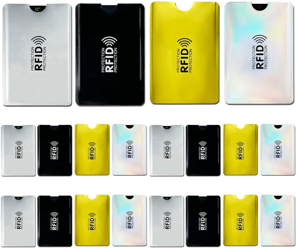 20 Stuks RFID Blokkerende Kaarthouder, Metaal Zilver Zwart Goud Laser, Creditcard Beschermer tegen Diefstal