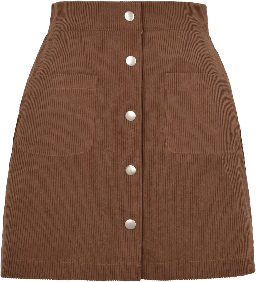 Hoge taille korte rok casual slanke effen gesp corduroy rok