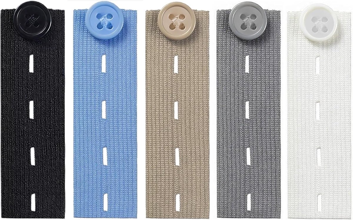 5 stuks broekverlenging, verstelbare elastische knopen, tailleversteller voor jeans en rokken, comfortabele verlenging voor zwangere vrouwen, dames en heren