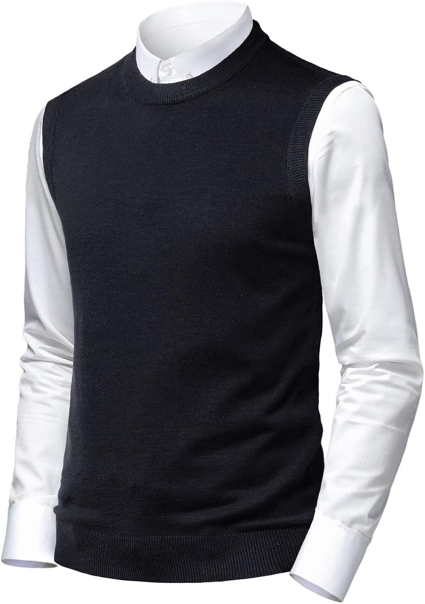Zachte V-hals Crew Neck Gebreide Trui Vest Effen Mouwloze Trui Slim Fit Effen Kleur voor Papa Man