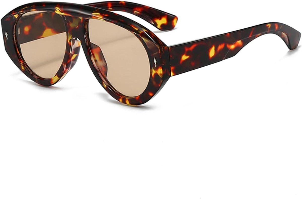 oversized ovale zonnebril jaren 70 dik montuur zonnebril piloot UV400 brede bril voor dames en heren