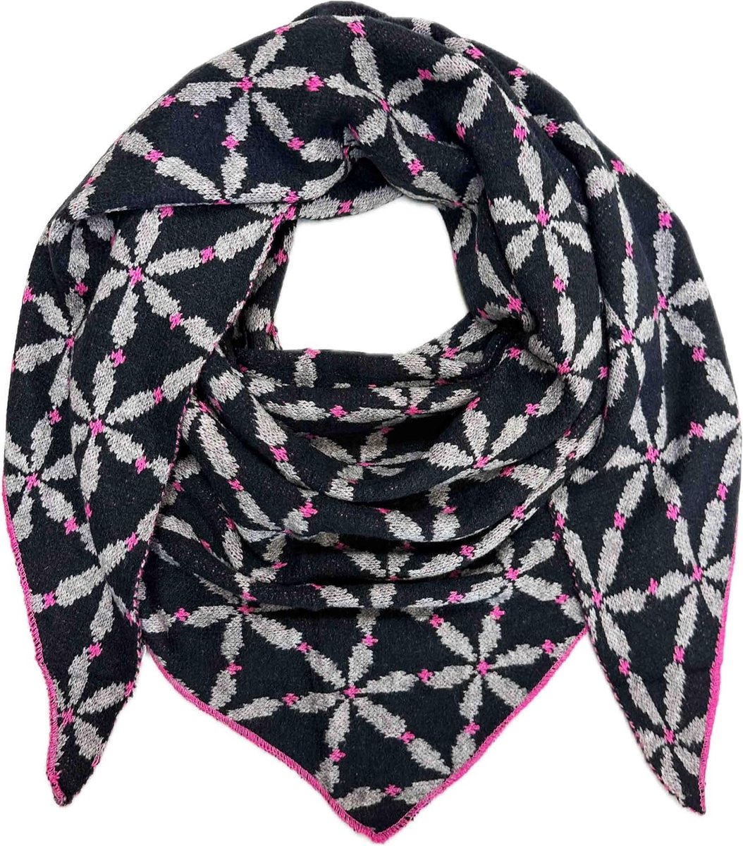 driehoekige gebreide sjaal bloemen patroon warme winter sjaal mode doek herfst lente driehoekige sjaal colsjaal stola wol doek