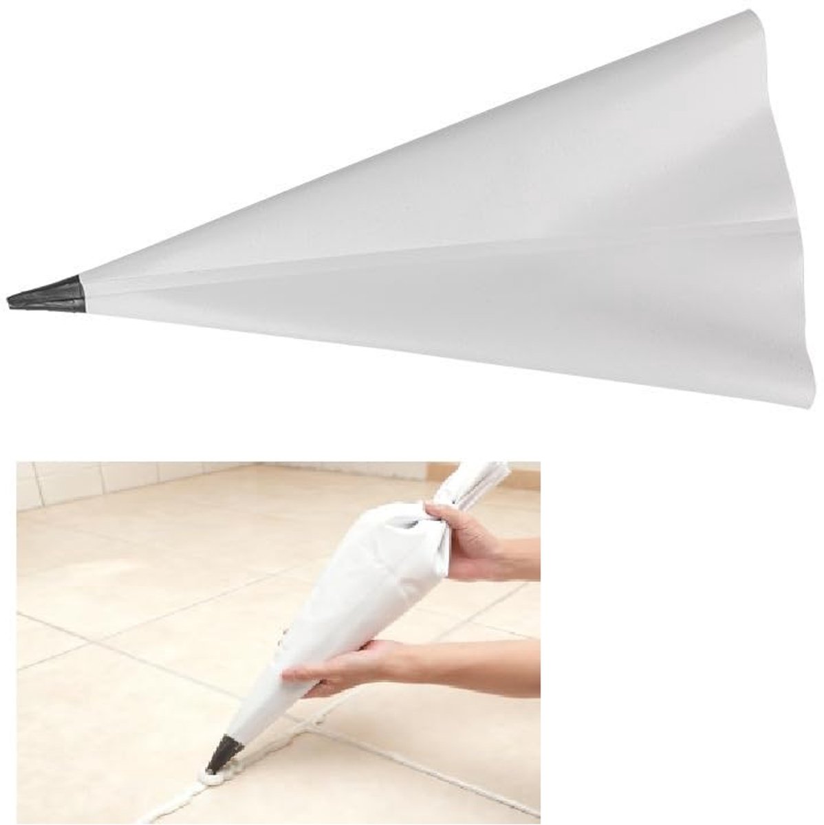 mortelzak met punt, 0,4 mm pvc scheurvaste voegenzak, herbruikbare voegenvulling, verwisselbare punt, waterdicht, 60 x 33 cm groot, professioneel bouwgereedschap voor tegels en cement