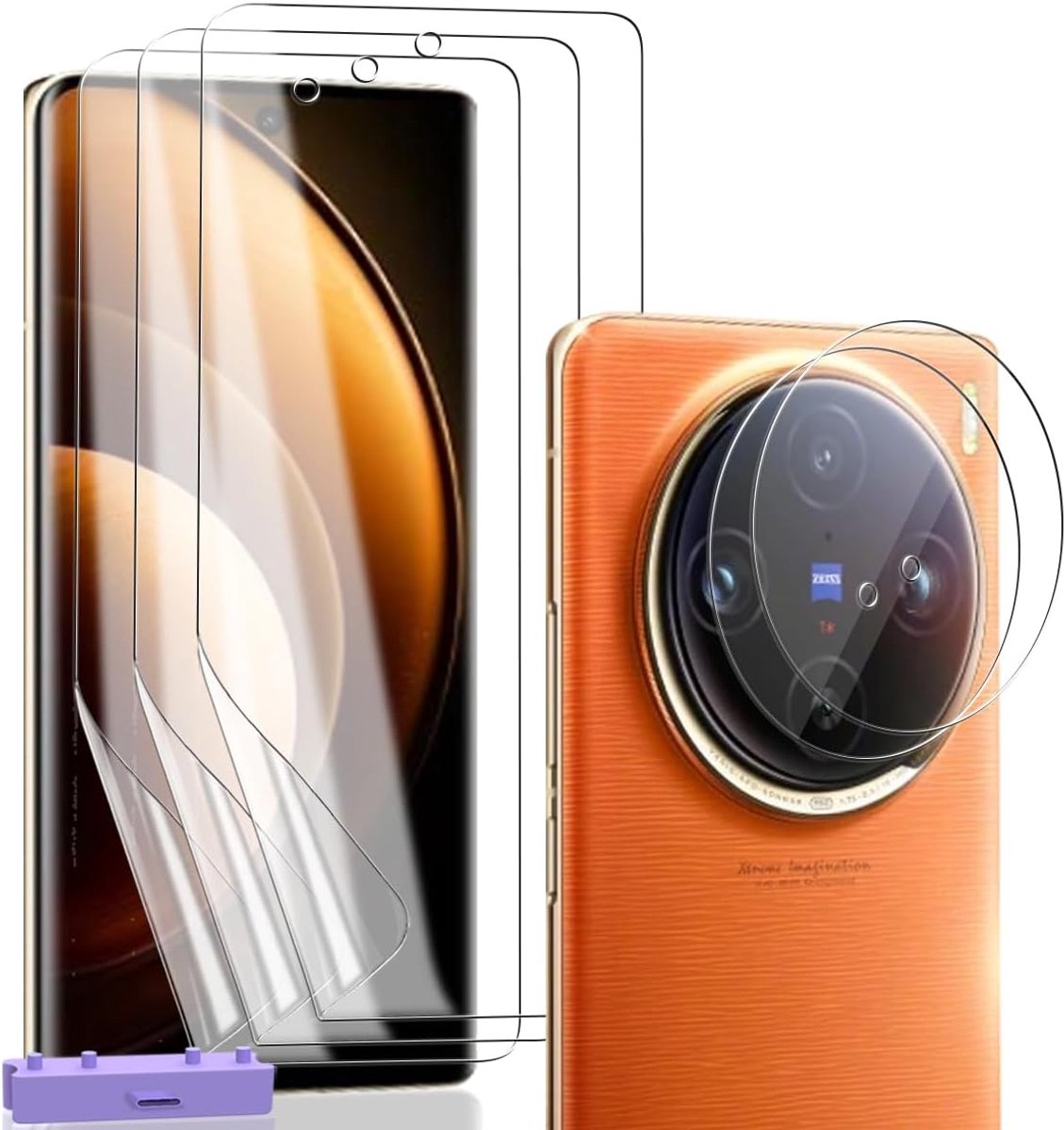Schermbeschermer voor Vivo X100 Pro, flexibele TPU-folie niet-glas 3 stuks en gehard glas lens 2 stuks. Krasbestendige HD Clear Screen Protectors voor Vivo X100 Pro