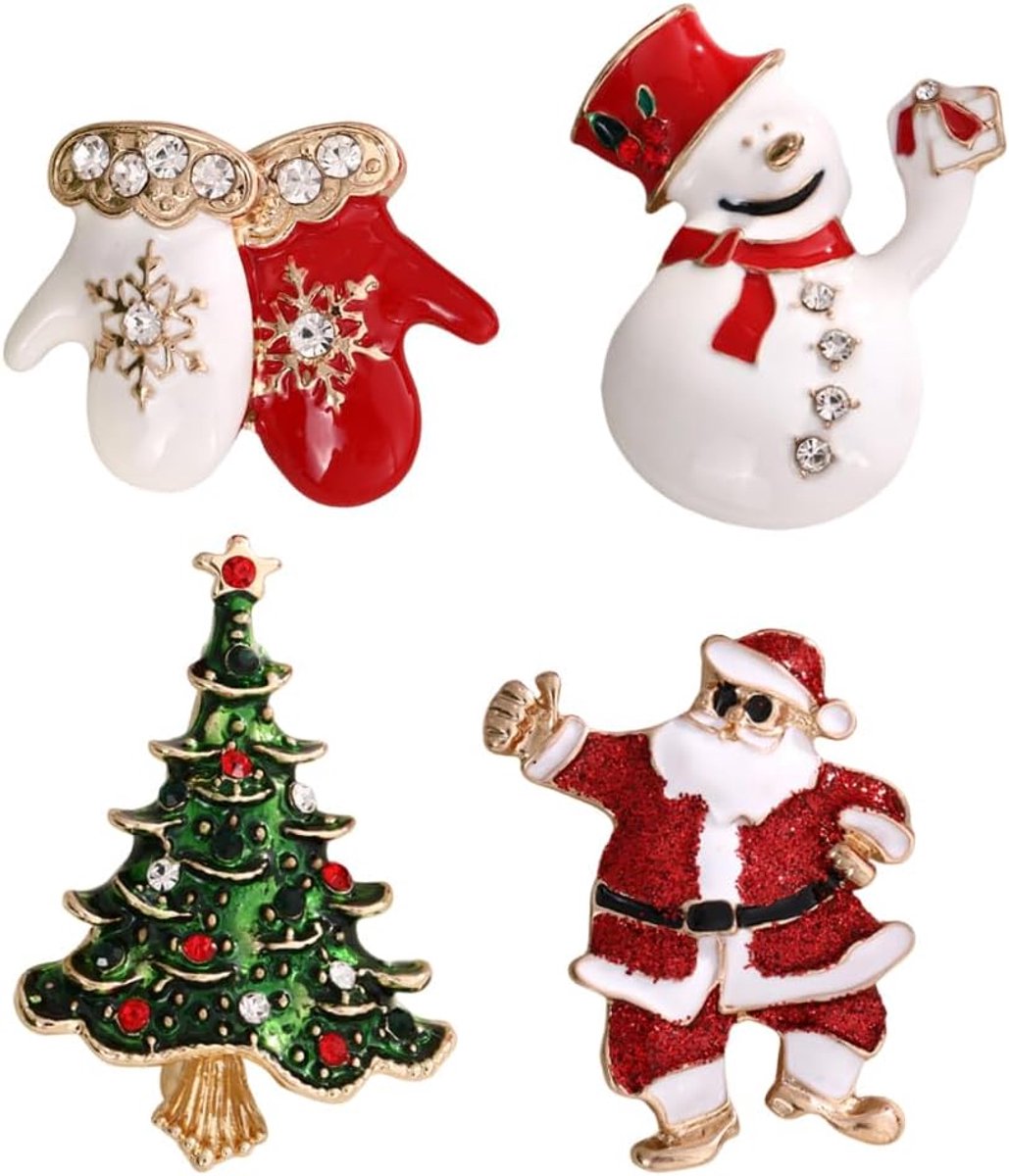 Broches, decoratieve kerstbroches, strass-broches, kerstdecoraties voor vrouwen en meisjes, kristallen kerstbroches met pailletten voor kleding en ornamenten