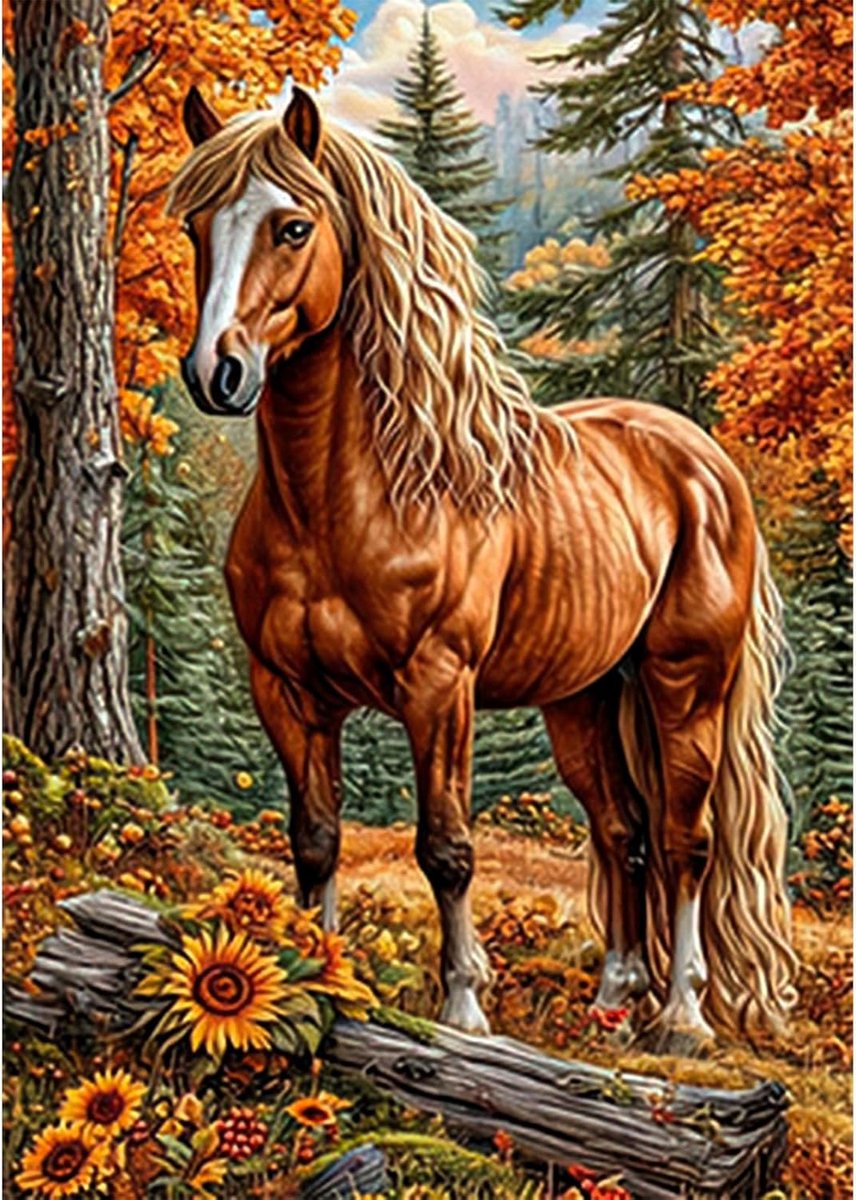 Paard Diamond Painting voor volwassenen, 5D-dieren, diamond painting, afbeeldingen voor volwassenen, doe-het-zelf diamond painting, set voor wanddecoratie, 30 x 40 cm